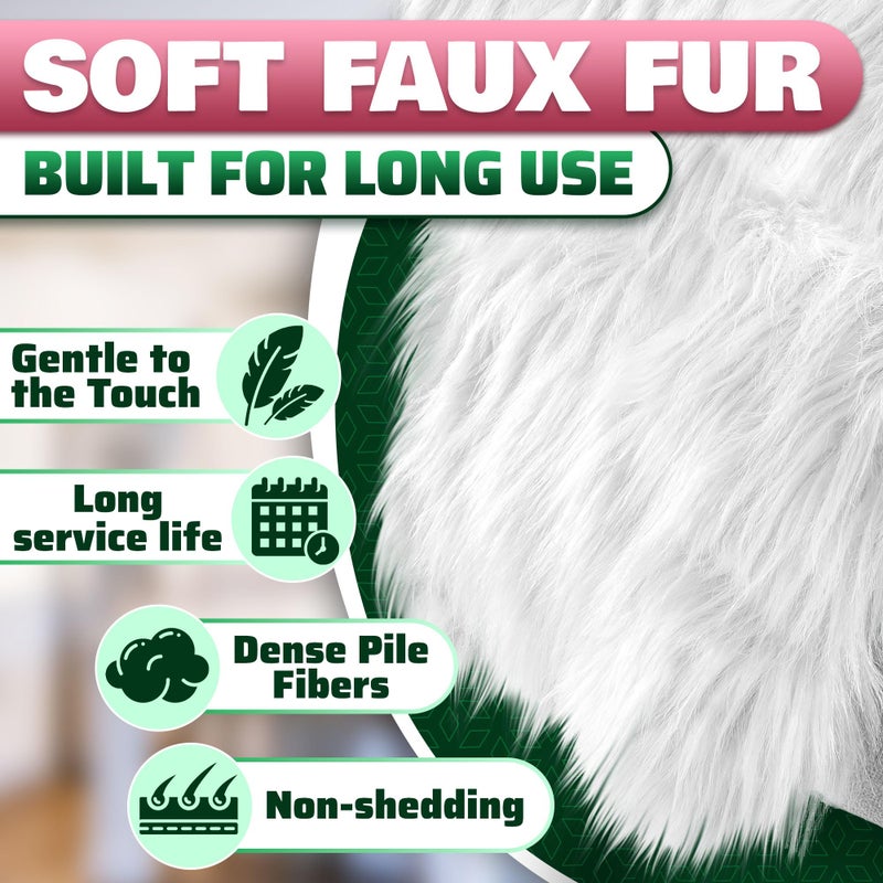 DIMROM 23.6" Ñ… 19.7" White Faux Fur Rug Small with Dense Pile Fibers - White Blanket for Photoshoot Outdoor & Indoor, Baby Christmas Photo Props - Non-Shedding Faux Fur Baby Blanket for Photoshoots and Decor - Image 3